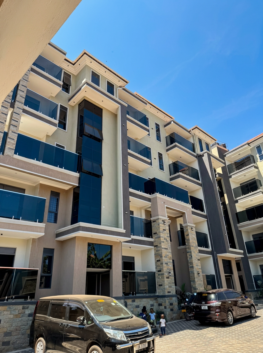 Contemporary apartment residence with glass balconies